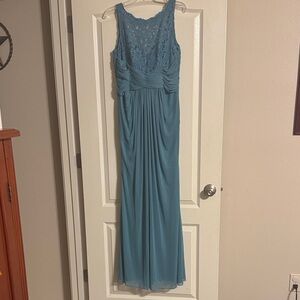 David's Bridal Teal Lace Maxi Dress